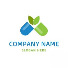 Capsule Logo Green Sprout and Opened Capsule logo design