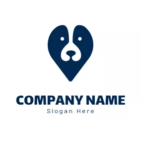 Dog Logo Heart Shape and Dog Head logo design