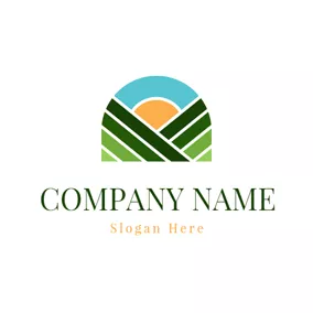 Sun Logo Sunrise and Green Campfield logo design