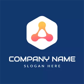 Energy Logo White Hexagon and Orange Triangle logo design